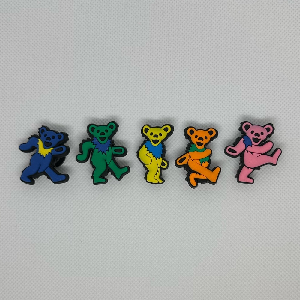 Psychedelic Bear Shoe Charms –Retro Music Art Theme–5-Piece Set–New Without Tags